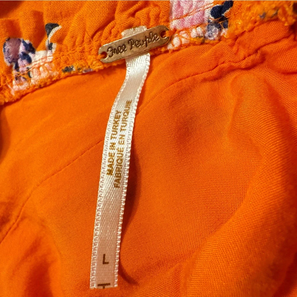 FREE PEOPLE | Like A Lady Mini Dress Orange Summer Beach Vacation Floral Boho